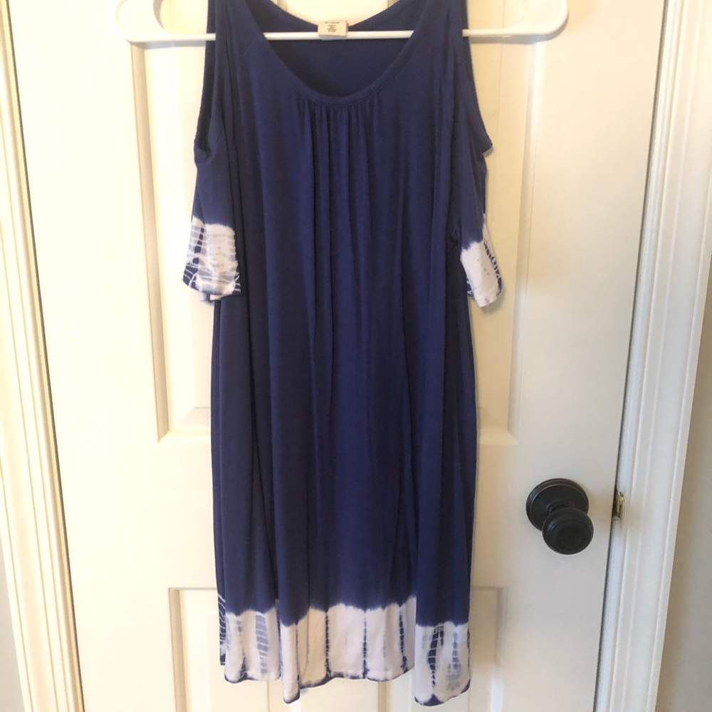 Blue tie-dye Tucker & Tate cold shoulder dress